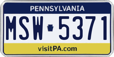 PA license plate MSW5371
