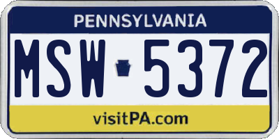 PA license plate MSW5372