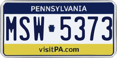 PA license plate MSW5373