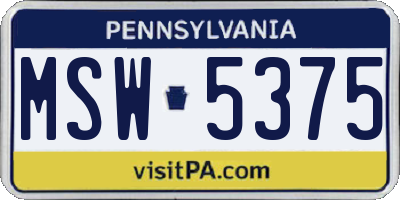 PA license plate MSW5375