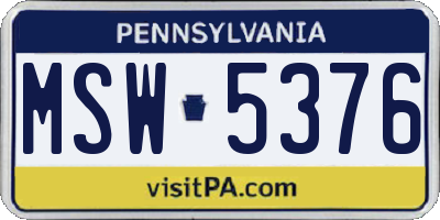 PA license plate MSW5376