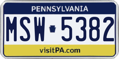 PA license plate MSW5382