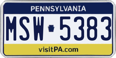 PA license plate MSW5383
