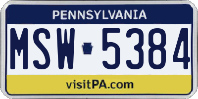 PA license plate MSW5384