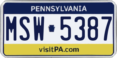 PA license plate MSW5387