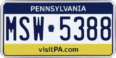 PA license plate MSW5388