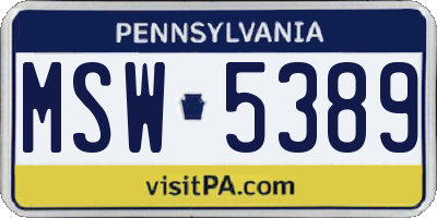 PA license plate MSW5389