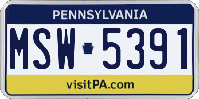 PA license plate MSW5391