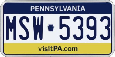 PA license plate MSW5393