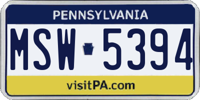 PA license plate MSW5394