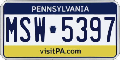 PA license plate MSW5397