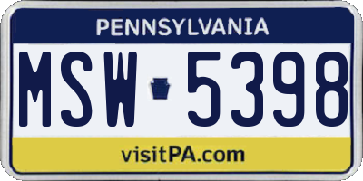 PA license plate MSW5398