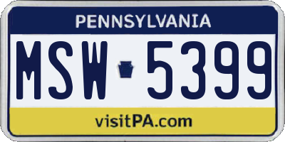 PA license plate MSW5399