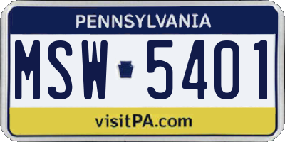 PA license plate MSW5401