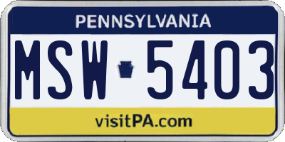 PA license plate MSW5403