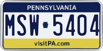 PA license plate MSW5404