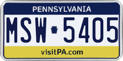 PA license plate MSW5405