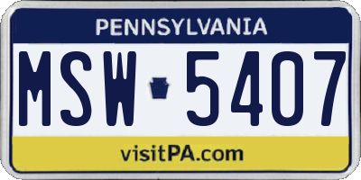 PA license plate MSW5407