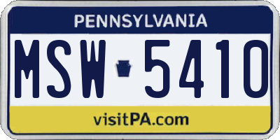PA license plate MSW5410