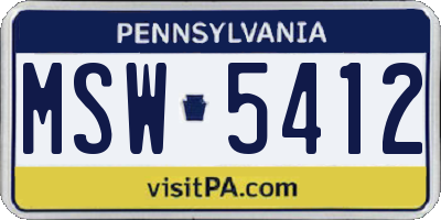 PA license plate MSW5412