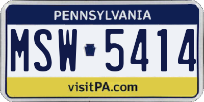 PA license plate MSW5414