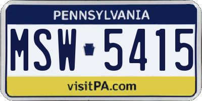 PA license plate MSW5415