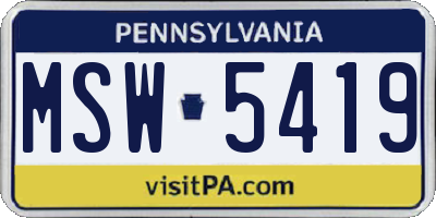 PA license plate MSW5419
