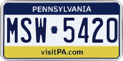 PA license plate MSW5420