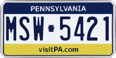 PA license plate MSW5421