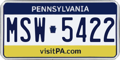 PA license plate MSW5422