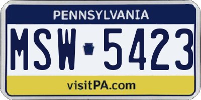 PA license plate MSW5423