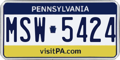 PA license plate MSW5424