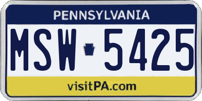 PA license plate MSW5425