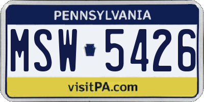 PA license plate MSW5426