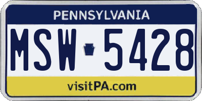 PA license plate MSW5428