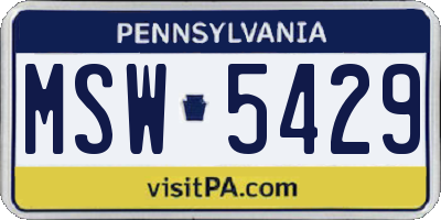 PA license plate MSW5429