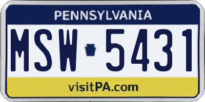 PA license plate MSW5431