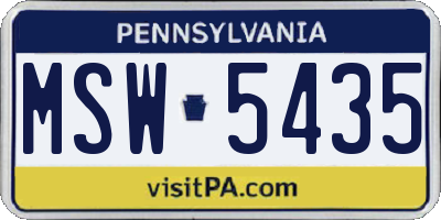 PA license plate MSW5435