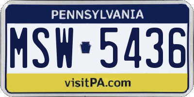 PA license plate MSW5436