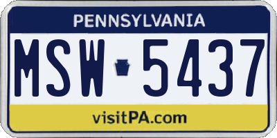 PA license plate MSW5437