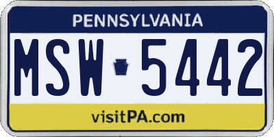PA license plate MSW5442