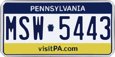 PA license plate MSW5443