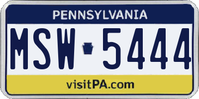 PA license plate MSW5444