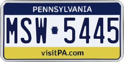 PA license plate MSW5445
