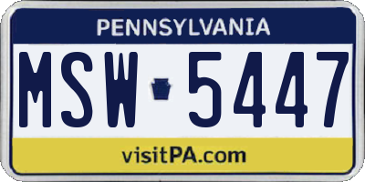 PA license plate MSW5447