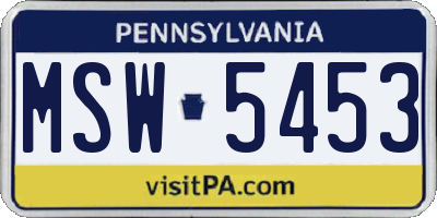 PA license plate MSW5453