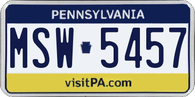 PA license plate MSW5457