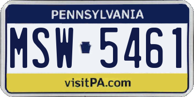 PA license plate MSW5461