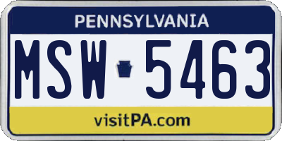 PA license plate MSW5463