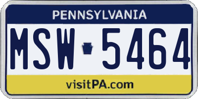 PA license plate MSW5464